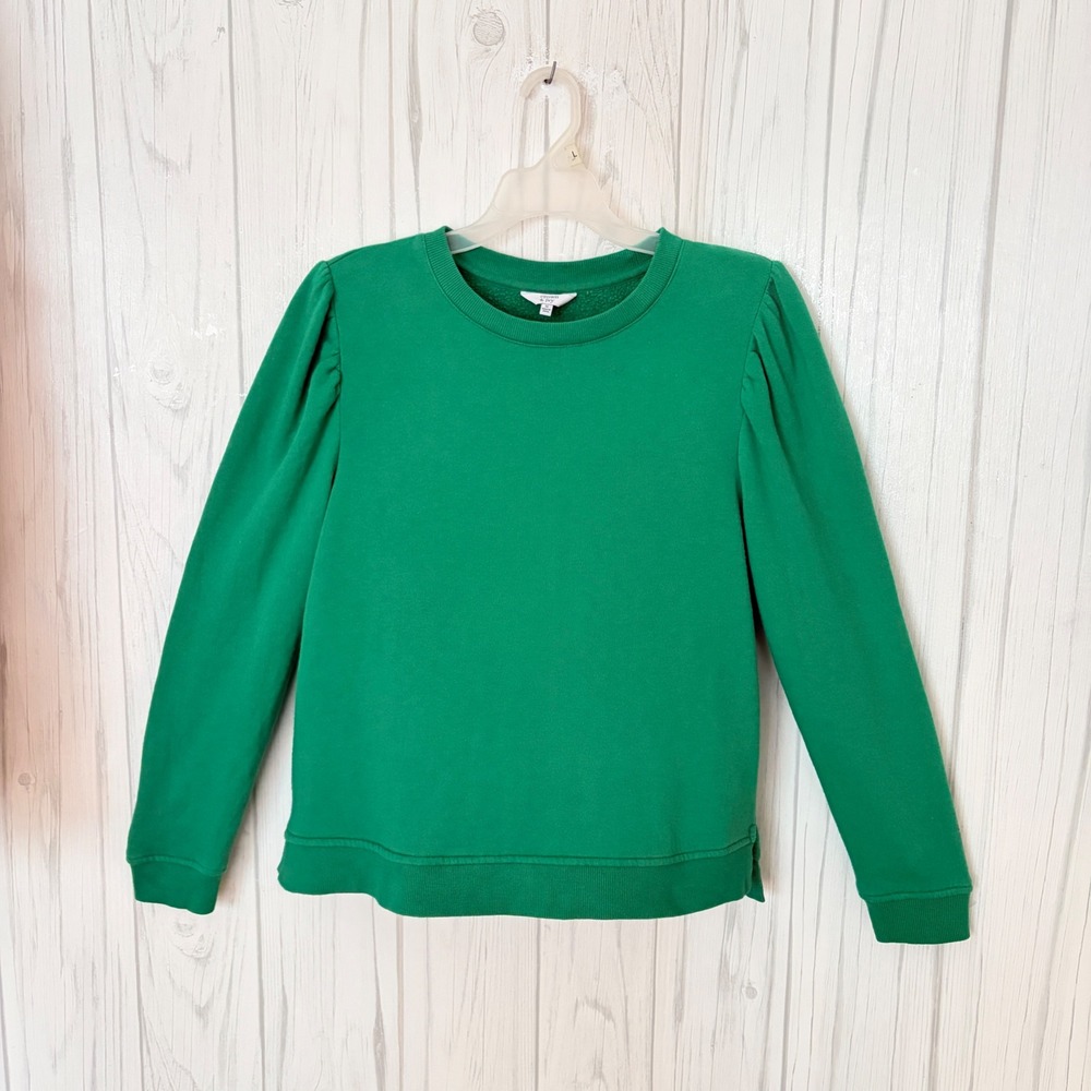 CROWN & IVY Emerald Green Puff-Sleeve Cozy Chic Sweatshirt, Medium